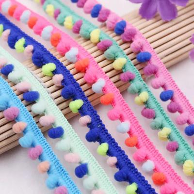 China Bags Factory Sale Mini Ball Pom Poms Pompom Lace Ribbon Trim Manufacturer For Garment for sale