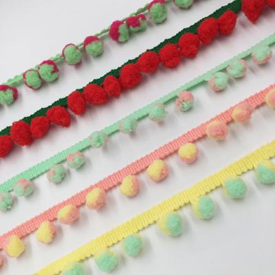 China Bags Sewing Collar Craft Supplies Micro Ball Pompoms Fringe Trims Pom Pom Colorful Tassel Trim for sale