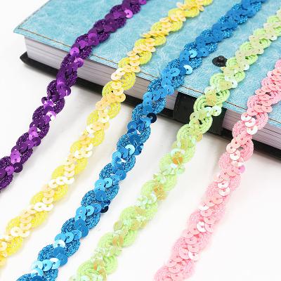 China Wholesale Viable Decor Embroidery Trim Border Garment Accessories Gold Silver Sequins Sewing Lace Ribbon for sale