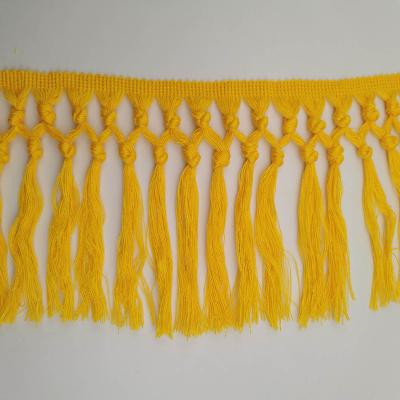 China Customized Trim Customized Sizes Cotton Tassel Fringe DIY Strips Curtain Tied Tassel Fringe Trim for sale