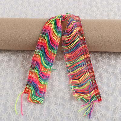 China Curtain Sewing Accessories Customized Multi Colors Rainbow Rayon Ribbon Fringe Trim for sale