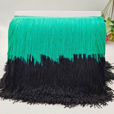 China High Quality Curtain Double 8Inch Gradient Color Ombre Fringe Tassel Lace Up Trim For Latin Dress for sale