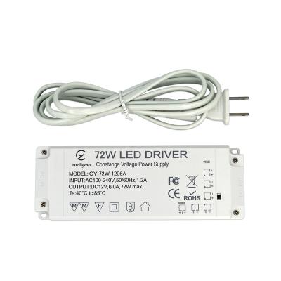 China manufacturer direct supply 72W Smart Cabinet Light Power Supply 12v 6a Constant Voltage Switching Power Supply with Light Sensor CY- 72W-1206A for sale