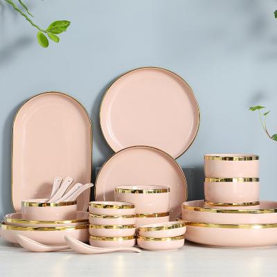 China Factory Outlet 9pcs 18pcs 26pcs Porcelain Dinnerware Set Luxury Viable Luxury Tableware Elegant Dinnerware Sets Ceramic for sale