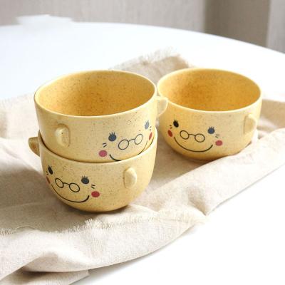 China Cute Viable Decorative Ceramic Ceramic Bowl Gift Rice Fruit Salad Cartoon Ceramic Bowl With Handle For Kid for sale