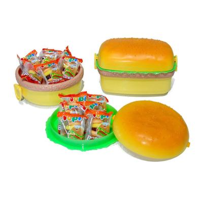 China Freshness Preservation Kid Cartoon Hamburger Shape Multilayer Plastic Bento Lunch Box With Spoon Fork Kids Lunch Box Food Candy Plastic Storage Boxes for sale