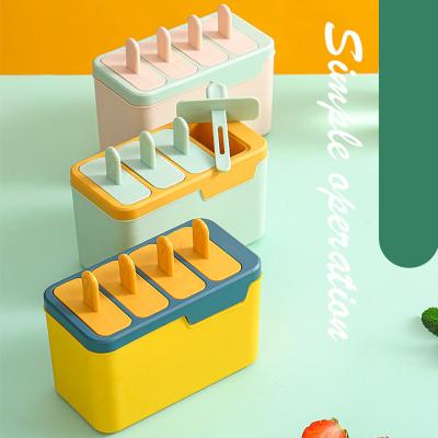 China Customized Viable Logo 4/6 Tray Diy Plastic Popsicle Mold Summer Household Sorbet Ice Cream Pop Maker Mold Homemade Tool With Stick for sale