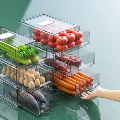 China Viable Plastic Transparent Food Fruit Fridge Storage Box Vegetable Food Containers Set Storage Box Kitchen Airtight Organizer for sale