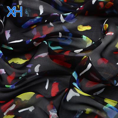 China 100% Simply Chiffon Silk Fabric-W Digital Printing Japanese Print Floral Silk Fabric Wholesale Silk Chiffon Fabric-W for sale