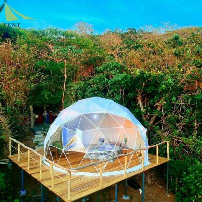 China Straight tie type geodesic dome tent factory price trade show tent pvc hotel glamping luxury outdoor camping tent for sale