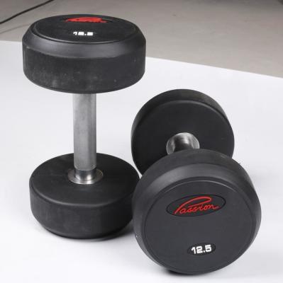 China New Commercial Use Gym Equipment Rising Dumbbells Round Head Dumbbell Rubber Set for sale