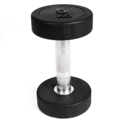 China Commercial Use Free Weight Dumbbell Set Weight Lifting Gym Black Fixed Rubber Dumbbell for sale