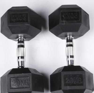 China Commercial Hex Dumbbells Gym Use Rubber Wrapped Solid Weights Sets Hex Hex Dumbbell Set for sale