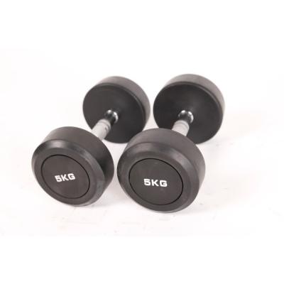 China Commercial Use Free Weight Black Fixed Rubber Dumbbell Set Weightlifting Gym Dumbbel for sale