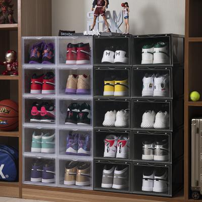 China Full Tough Transparent Shoe Box AJ Shoes Box Convertible Storage Rack Storage Box for sale