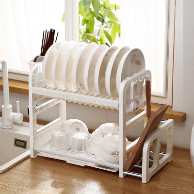 China Viable Wholesale Kitchen Plastic Dish Drying Rack Double Layer Drain Bowl Rack Dish Rack Stainless Steel for sale