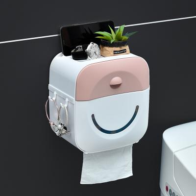 China Modern Wall Mounted Waterproof Covered Multifunctional Toilet Paper Roll Box Accessories Bathroom Toilet Paper Storage Box for sale