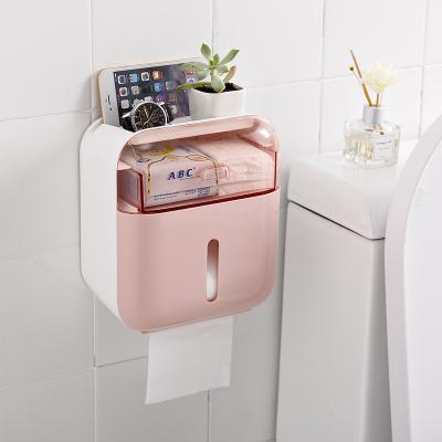 China No Box Wholesale Plastic Tissue Rack Wall Mounted Multifunction Paper Bathroom Rack for sale