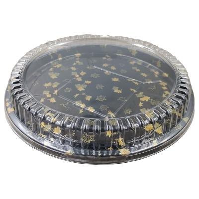 China 32cm Factory Price Japanese Wholesale Disposable Plastic Sushi Party Tray Disposable Round Sushi Tray With Lid for sale