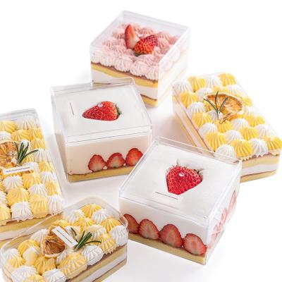 China Custom Disposable 9.5X9.5CM Hard Clear Plastic Cake Candy Wedding Party Square PS Packaging Container With Clear Lid for sale