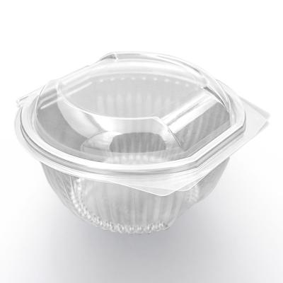 China ZY1012 Disposable Take Away Food Grade Clear PET Plastic Round Disposable Salad Bowl Fruit Salad Container With Dome Lid for sale