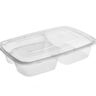 China Disposable Reusable 3 Compartment 1000ML Lunch Containers Plastic Divided Food Storage Containers With Lids Bento Lunch Box for sale