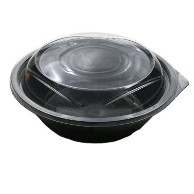 China Disposable Plastic Food Salad Bowl With Lid Take Out Salad Bowl Black Blister Food Storage Fruit Salad PET Bowl for sale