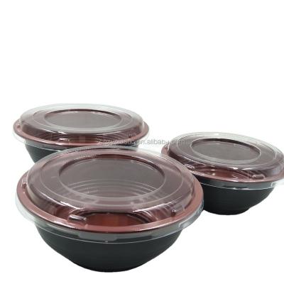 China Red and Black Disposable Eco-Friendly Disposable Noodle Food Bowl Packaging Container Eco-Friendly Plastic Disposable Pulp Food Box Mount Accept for sale