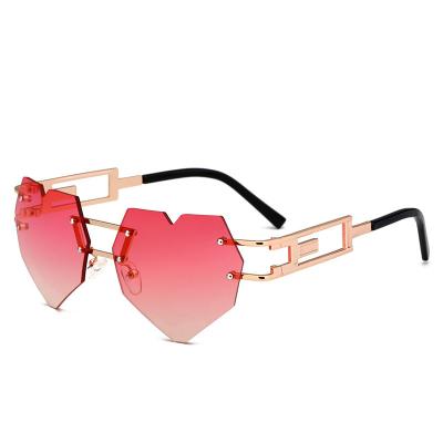 China Jheyewear Custom Made Stylish UV400 Rimless Heart Shaped Women Fashion Sunglasses Shading Sun Glasses 2021 Sun Glasses for sale