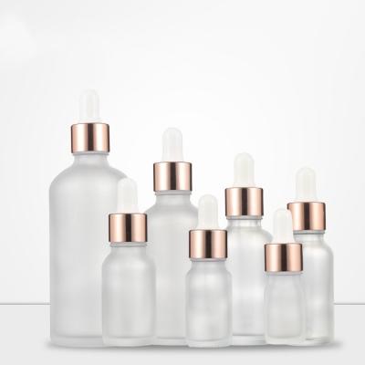 China Personal Care 5ml Rose Gold Frosted Pink Cosmetic 30ml Essential Oil Serum Glass Dropper Bottles Hot Sale Products for sale