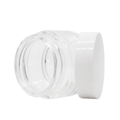 China Wholesale Skin Care Cosmetics Luxury Clear Glass 50g Empty Jar For Cream With White Plastic Lid for sale