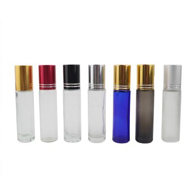 China Custom Personal Care Color 10ml Perfume Essential Oils Stainless Steel Roller Ball Roll On Glass Bottle for sale