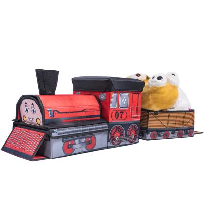 China Sustainable Train Shaped CLASSIC Collapsible Heat Transfer Boxed Opp Bag Kids Decoration Bins And Storage Sublimation Fabric Storage Boxes Jiahe for sale