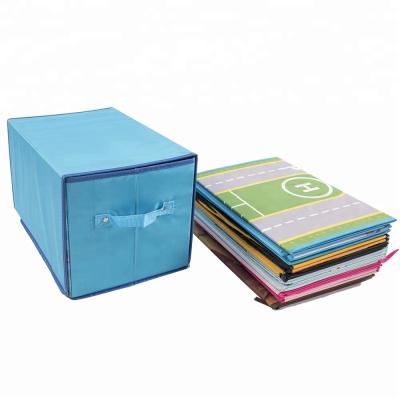 China Multifunctional Viable Viable Cloth Foldable Kids Play Mat Toy Storage Box for sale