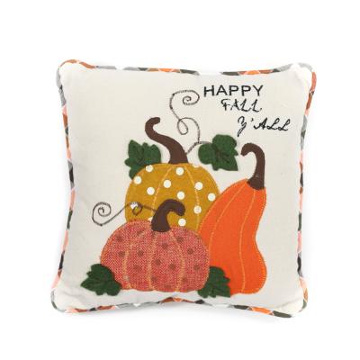 China Plain Customized Customized Handmade Simple Cover Sofa Decorative Throw Pillow Decoration Pumpkin Check Fabric Square Plain Embroidered for sale