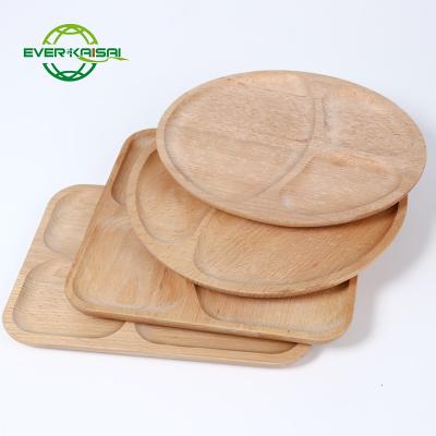 China Sustainable wooden dishes, divided dinner tray for adults, wooden serving tray. for sale