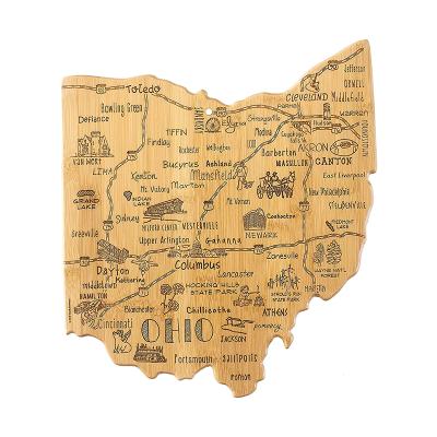 China Destination Series Minimalist Bamboo Ohio State Shaped Serving & Cutting Board, Bamboo for sale