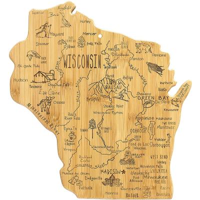 China Sustainable State Bamboo Destination Wisconsin Bamboo Serving and Cutting Board for sale