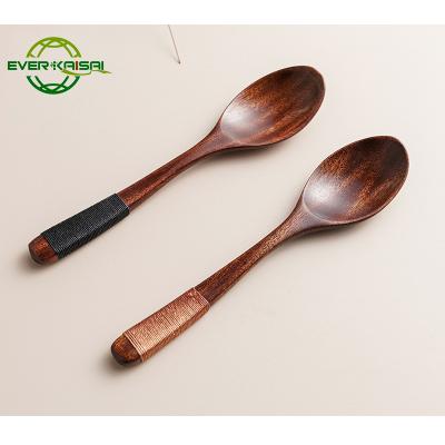 China Viable wooden spoons for eating, handmade natural wooden spoon for soup, coffee, salad desserts, and so on. for sale