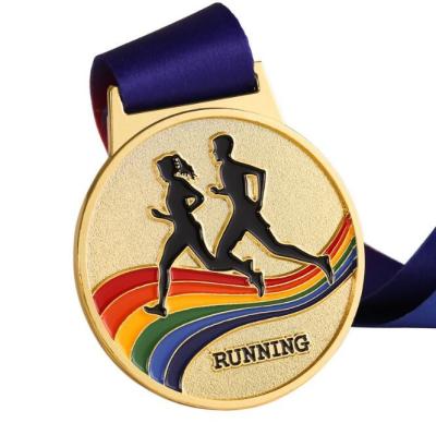 China China Custom Free Design High Quality Fun Metal Gold Sports Running Blank Medals With Ribbon for sale