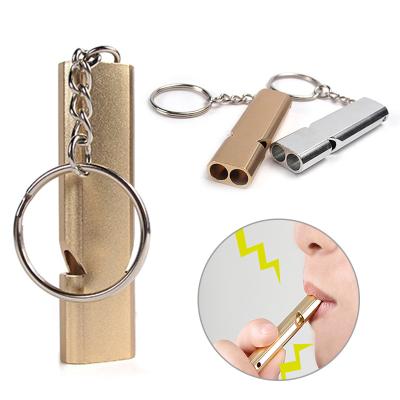 China Aluminum Alloy Double-tube Metal Whistle Safety Portable Aluminum Whistle Outdoor Emergency Survival Survival Rising Whistle for sale