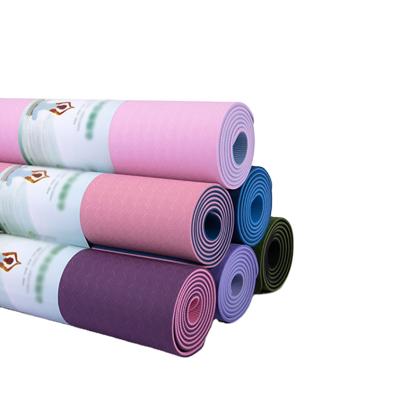 China Anti Slip And Waterproof 2021 Hot Sell Non Slip Eco Friendly Yoga Mat With Double Layer Design Yoga Pilates 6mmTextured Non Slip Tape Outdoor Yoga Mats for sale