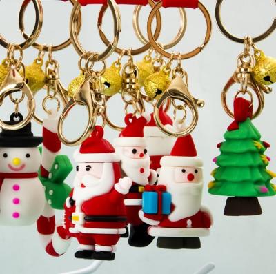 China For Promotion Wholesale Christmas Soft Key Chain Cartoon Santa Claus Snowman Key Pendant Gift Keychains for sale