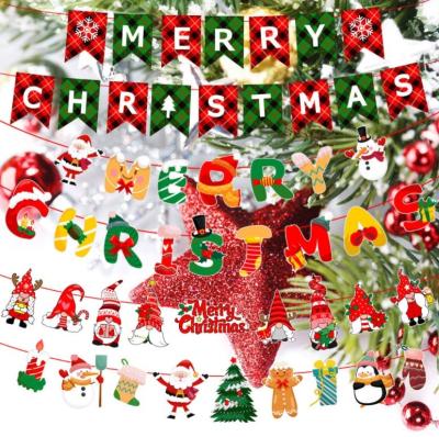 China Christmas Event Layout Room Decoration Holiday Celebration Bunting Flags Cartoon Paper Pull Flags Christmas Layout Decorative Banners for sale