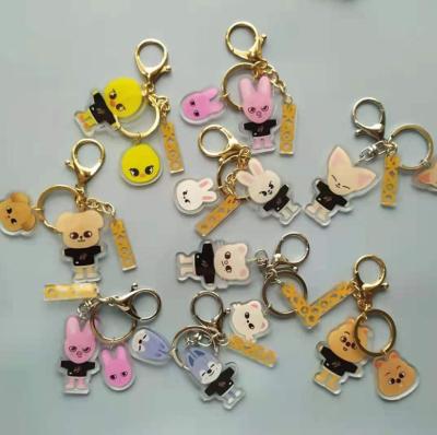 China For Promotion Wholesale New Kpop Cute Cartoon Fashion Double Sided Acrylic Key Chain Pendant Keychains for sale