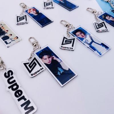 China For promotion Kpop Stars Superman Acrylic Photo Keychains Hot Key Pendant Chains for sale