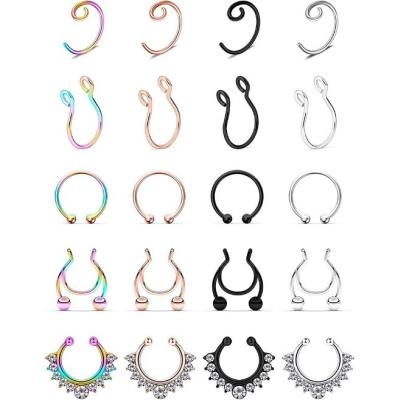 China Wholesale Casual/Sporty Mix No Piercing Stainless Steel Nose Clip Nose Ring Jewelry Combination Set for sale