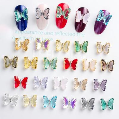 China For Nails 3D Crystal Nail Drill Accessories Metal Art Butterfly Jewelry Accessories Transparent Promotion Nail for sale