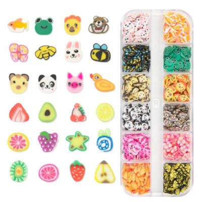 China For hot animal nail wholesale simulation fruit mini promotion cartoon DIY and flower soft pottery accessories set for sale