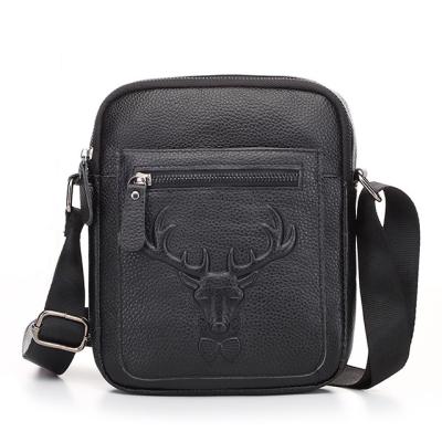 China Factory wholesale style new small casual bag trend elk leather men's bag fashion inclined shoulder bag for sale